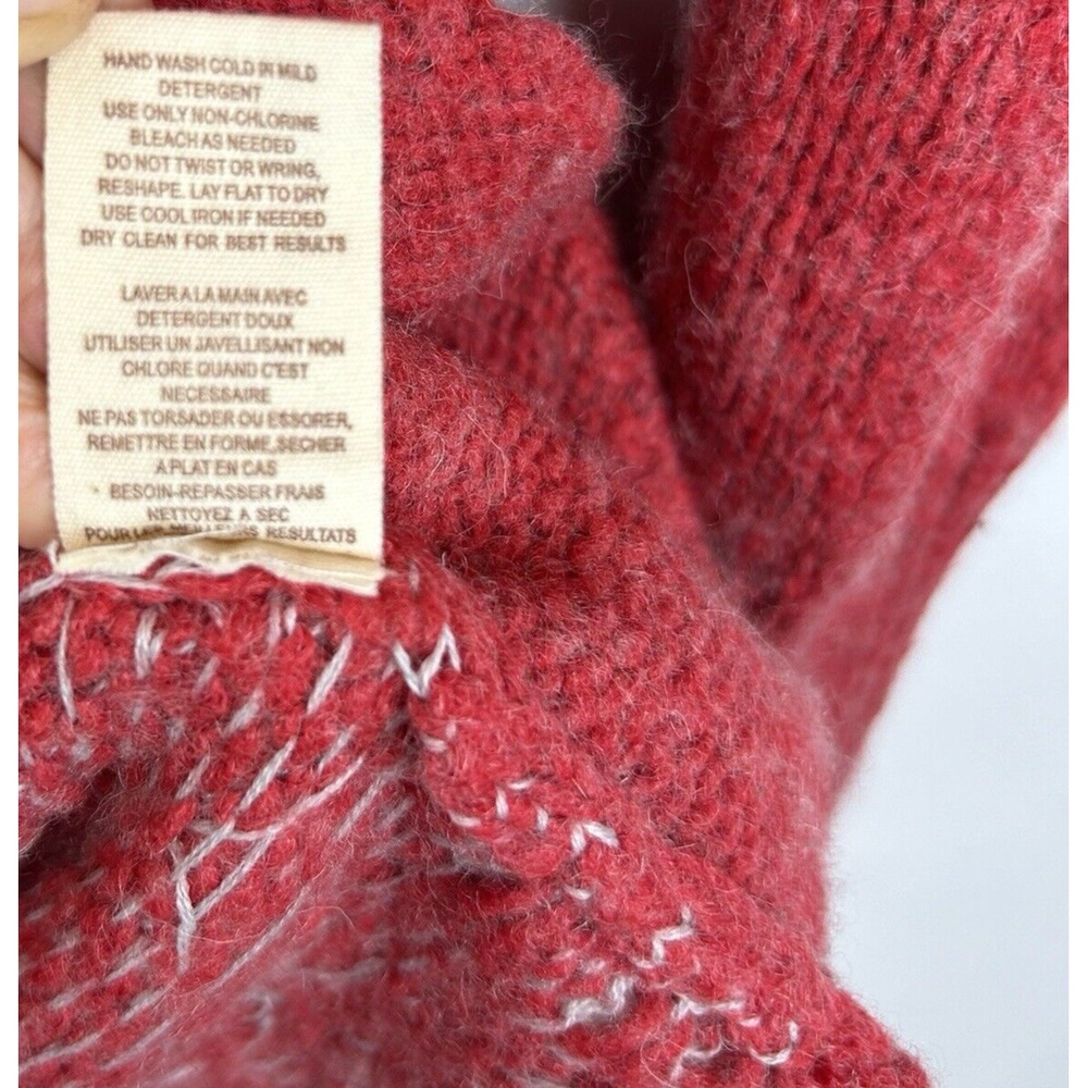 Free People Sweater Womens XS Fair Isle Cowl Neck Red Wool Blend Boho Ski Cozy - Picture 11 of 12